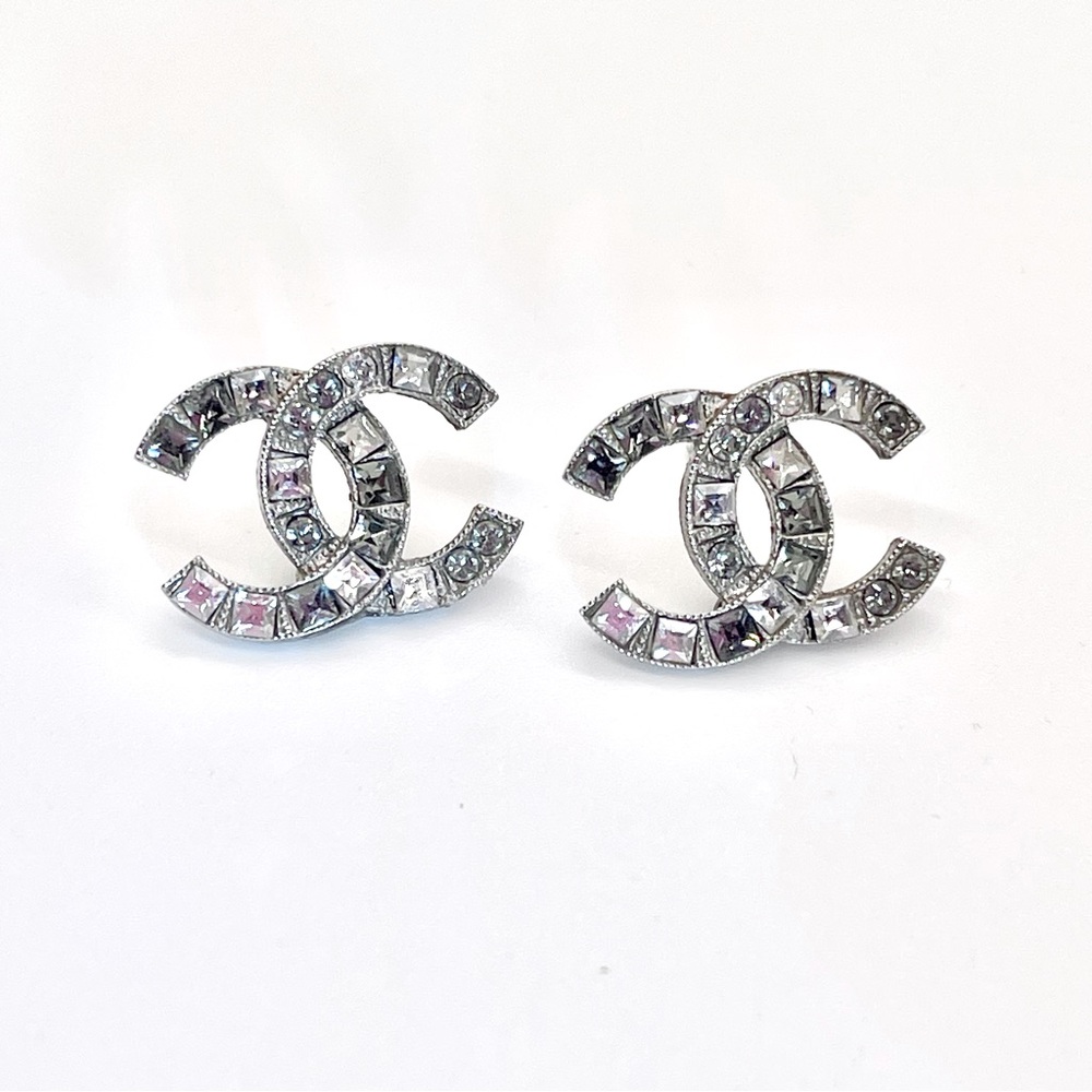 AUTHENTIC CHANEL CC CRYSTAL EARRINGS